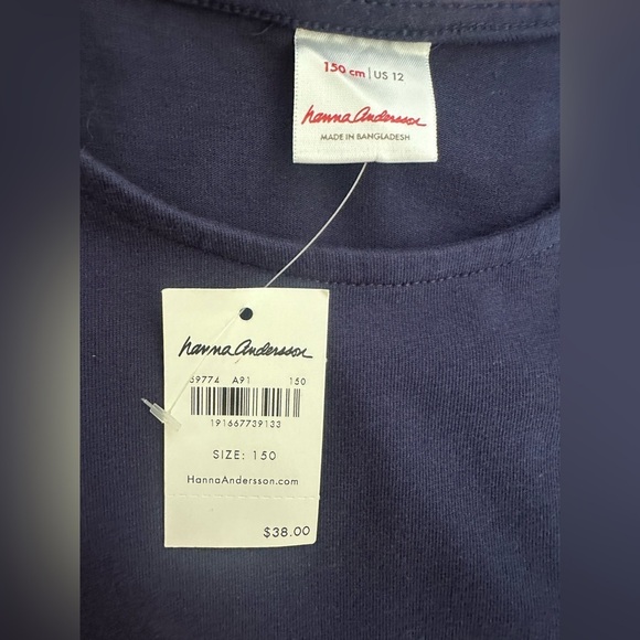 Hanna Andersson 140 pocket dress cat peeking navy size 12 - Picture 3 of 4